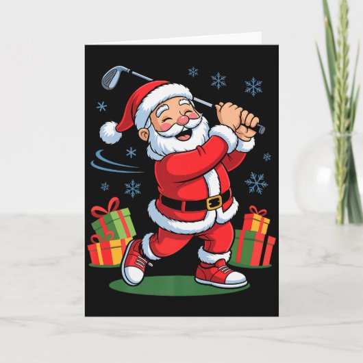 Funny Santa Playing Golf Holiday Christmas Xmas Pa Karte (Vorderseite)