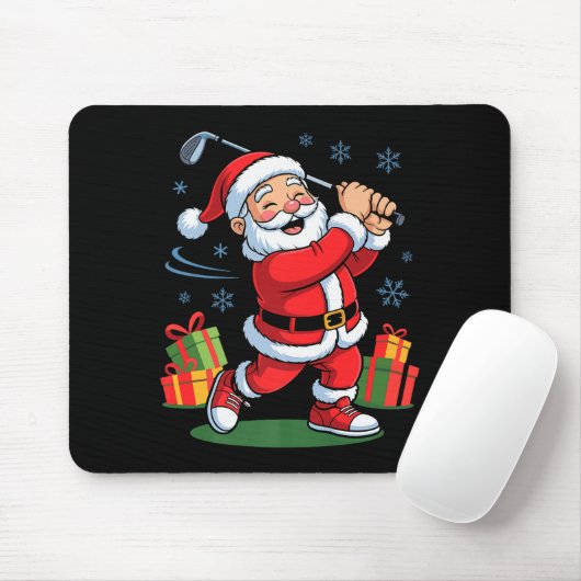 Funny Santa Playing Golf Holiday Christmas Xmas Pa Mousepad (Mit Mouse)