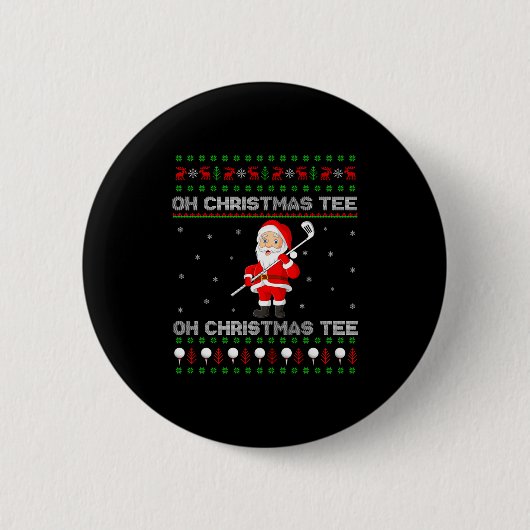 Funny Santa Playing Golf Srts Christmas  Button (Vorderseite)