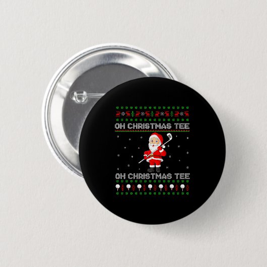 Funny Santa Playing Golf Srts Christmas  Button (Vorne & Hinten)