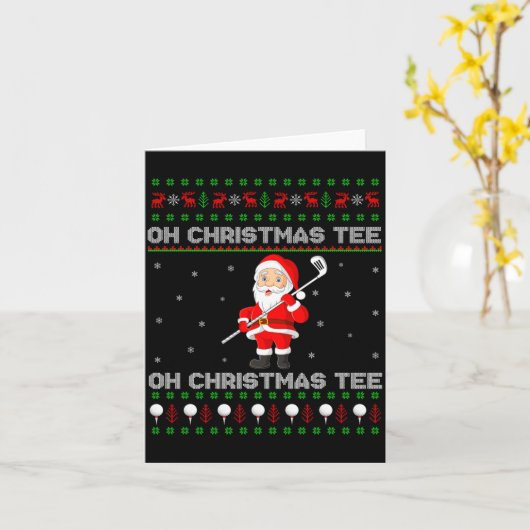 Funny Santa Playing Golf Srts Christmas  Karte (Gelbe Blume)