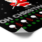 Funny Santa Playing Golf Srts Christmas Poster (Ecke)
