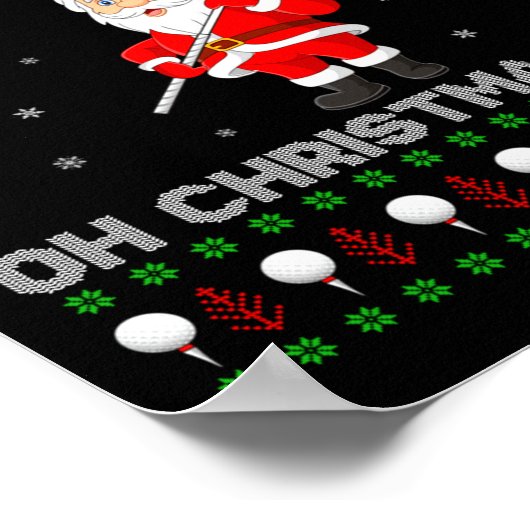 Funny Santa Playing Golf Srts Christmas  Poster (Ecke)