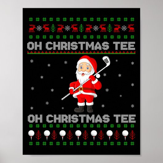 Funny Santa Playing Golf Srts Christmas Poster (Vorne)