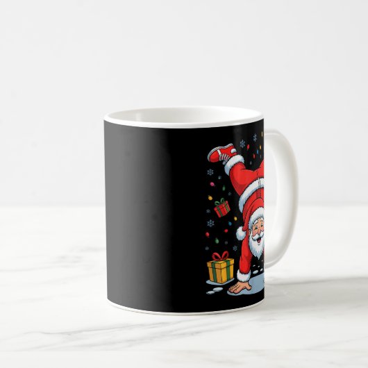 Funny Santa Playing Gymnastics Holiday Christmas X Kaffeetasse (VorderseiteRechts)