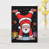 Funny Santa Playing Gymnastics Holiday Christmas X Karte (Gelbe Blume)
