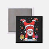 Funny Santa Playing Gymnastics Holiday Christmas X Magnet (Vorderseite/Rückseite)