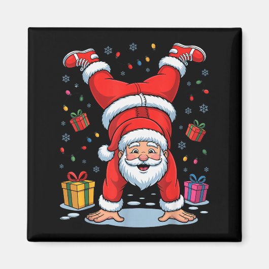Funny Santa Playing Gymnastics Holiday Christmas X Magnet (Vorne)