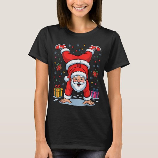 Funny Santa Playing Gymnastics Holiday Christmas X T-Shirt (Vorderseite)