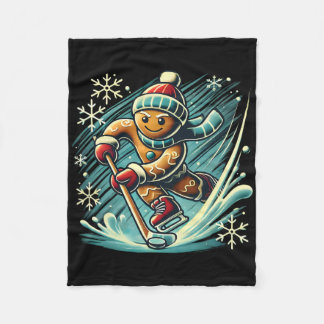 Funny Santa Playing Ice Hockey Fan Players Sport G Fleecedecke