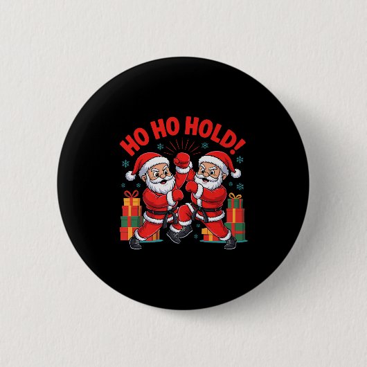 Funny Santa Playing Karate Martial Art Christmas X Button (Vorderseite)