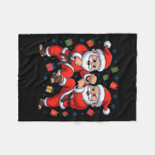Funny Santa Playing Karate Martial Art Christmas X Fleecedecke (Vorderseite (Horizontal))