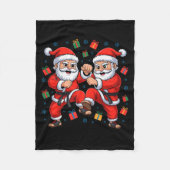 Funny Santa Playing Karate Martial Art Christmas X Fleecedecke (Vorderseite)