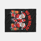 Funny Santa Playing Karate Martial Art Christmas X Fleecedecke (Vorderseite (Horizontal))
