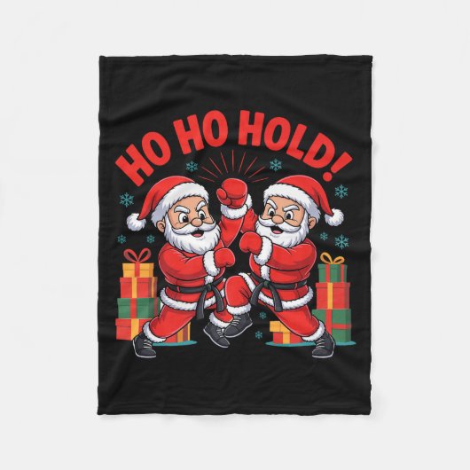Funny Santa Playing Karate Martial Art Christmas X Fleecedecke (Vorderseite)