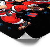 Funny Santa Playing Karate Martial Art Christmas X Poster (Ecke)