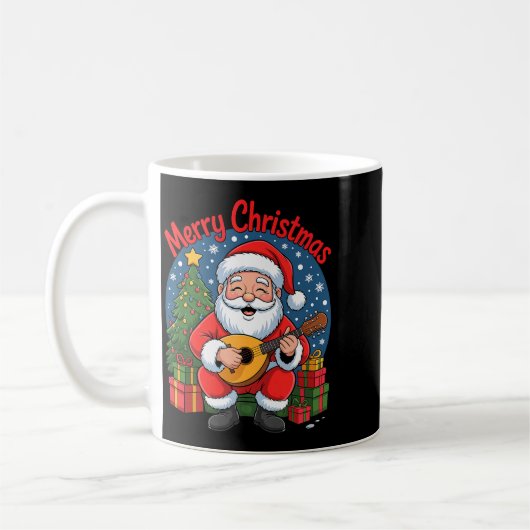 Funny Santa Playing Mandolin Holiday Chrismas Xmas Kaffeetasse (Links)