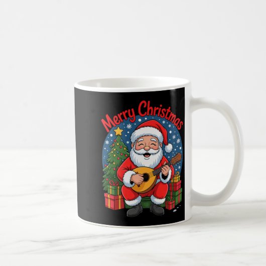 Funny Santa Playing Mandolin Holiday Chrismas Xmas Kaffeetasse (Rechts)