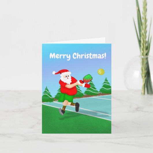 Funny Santa Playing Pickleball Frohe Weihnachten (Vorderseite)