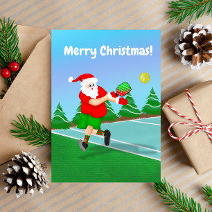 Funny Santa Playing Pickleball Frohe Weihnachten