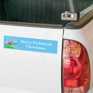 Funny Santa Playing Pickleball Merry Volley Xmas Autoaufkleber