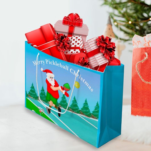 Funny Santa Playing Pickleball Merry Volley Xmas Große Geschenktüte