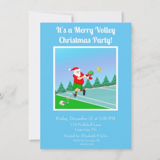 Funny Santa Playing Pickleball Merry Volley Xmas I Einladung (Vorderseite)