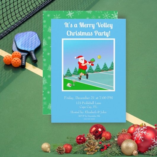 Funny Santa Playing Pickleball Merry Volley Xmas I Einladung