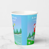 Funny Santa Playing Pickleball Merry Volley Xmas Pappbecher (Links)