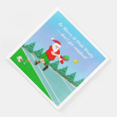Funny Santa Playing Pickleball Merry Volley Xmas Serviette (Ecke)