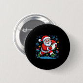 Funny Santa Playing Rugby Holiday Christmas Xmas P Button (Vorne & Hinten)