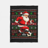Funny Santa Playing Soccer Ugly Christmas Sweater Fleecedecke (Vorderseite)