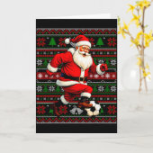 Funny Santa Playing Soccer Ugly Christmas Sweater Karte (Gelbe Blume)