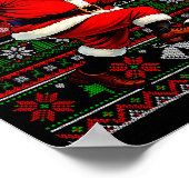 Funny Santa Playing Soccer Ugly Christmas Sweater Poster (Ecke)