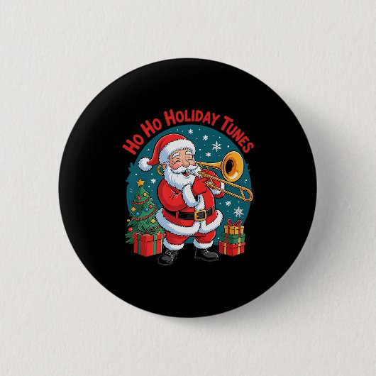 Funny Santa Playing Trombone Holiday Chrismas Xmas Button (Vorderseite)