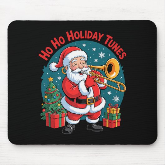 Funny Santa Playing Trombone Holiday Chrismas Xmas Mousepad (Vorne)