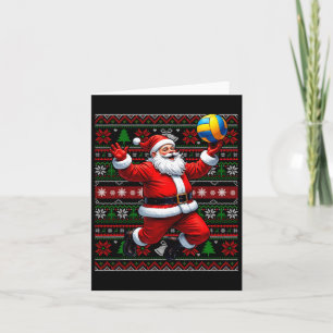 Funny Santa Playing Volleyball Ugly Weihnachten Sw Karte