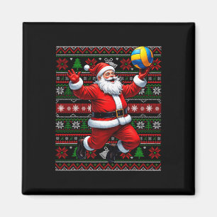 Funny Santa Playing Volleyball Ugly Weihnachten Sw Magnet