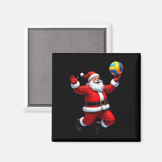 Funny Santa Playing Volleyball WeihnachtsLICHT XM Magnet (Vorderseite/Rückseite)
