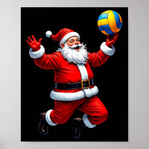 Funny Santa Playing Volleyball WeihnachtsLICHT XM Poster