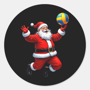 Funny Santa Playing Volleyball WeihnachtsLICHT XM Runder Aufkleber