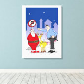 Funny Santa Police Officer Cartoon Leinwanddruck (Insitu (Holzboden))