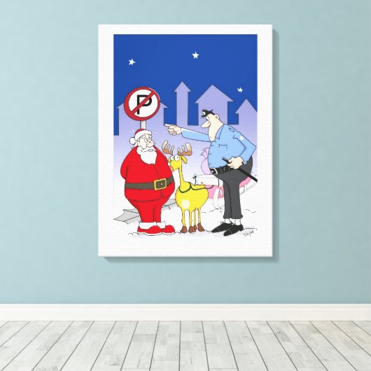 Funny Santa Police Officer Cartoon Leinwanddruck (Insitu (Holzboden))