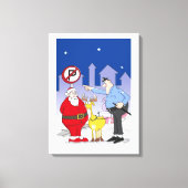 Funny Santa Police Officer Cartoon Leinwanddruck (Vorderseite)