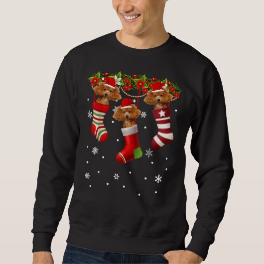 Funny Santa Poodle Weihnachtssockhund Lover Gif Sweatshirt (Vorderseite)