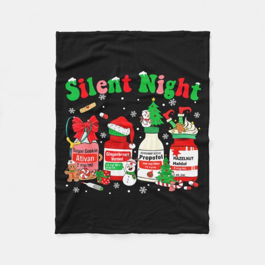 Funny Santa Profol Silent Night Icu Nurses Merry C Fleecedecke (Vorderseite)