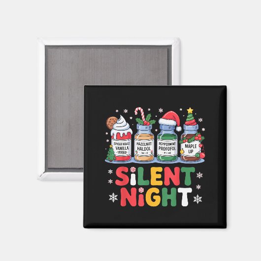 Funny Santa Profol Silent Night Icu Nurses Merry C Magnet (Vorderseite/Rückseite)