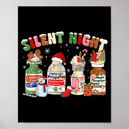 Funny Santa Profol Silent Night Icu Nurses Merry C Poster (Vorne)