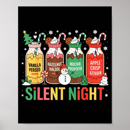 Funny Santa Profol Silent Night Icu Nurses Merry C Poster (Vorne)