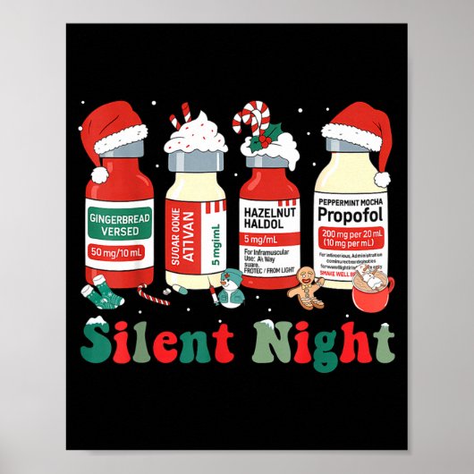 Funny Santa Profol Silent Night Icu Nurses Merry C Poster (Vorne)